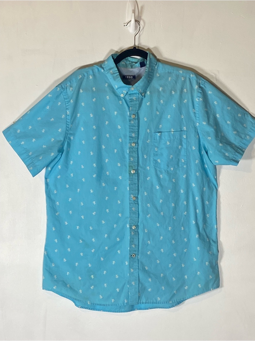 IZOD SeaTurtle Print Button Down Shirt Men XL Coastal Preppy Beach Vacation - Picture 1 of 7